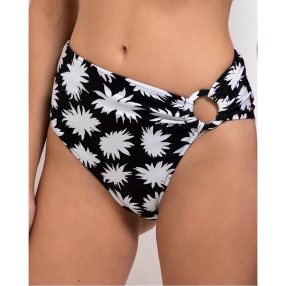 PatBO Dahlia Floral Black and White Mid Rise Bikini Swim Set Size Small - Picture 2 of 8